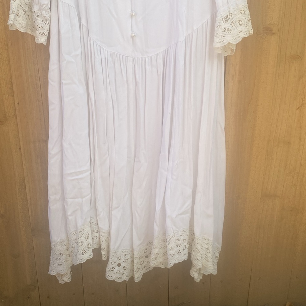 Vintage Plus Size Western Dress White Size 16 Lace Long Sleeve Pearl Button FLAW - Picture 8 of 13